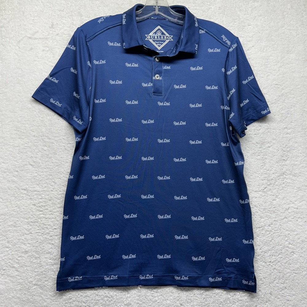 Burlebo Mens Size S Blue Short Sleeve Rad Dad Golf Polo Shirt